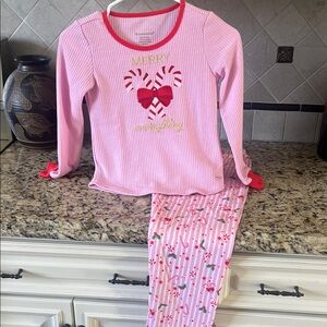 American Girl Pink and Red Candy Cane Pajama Set
